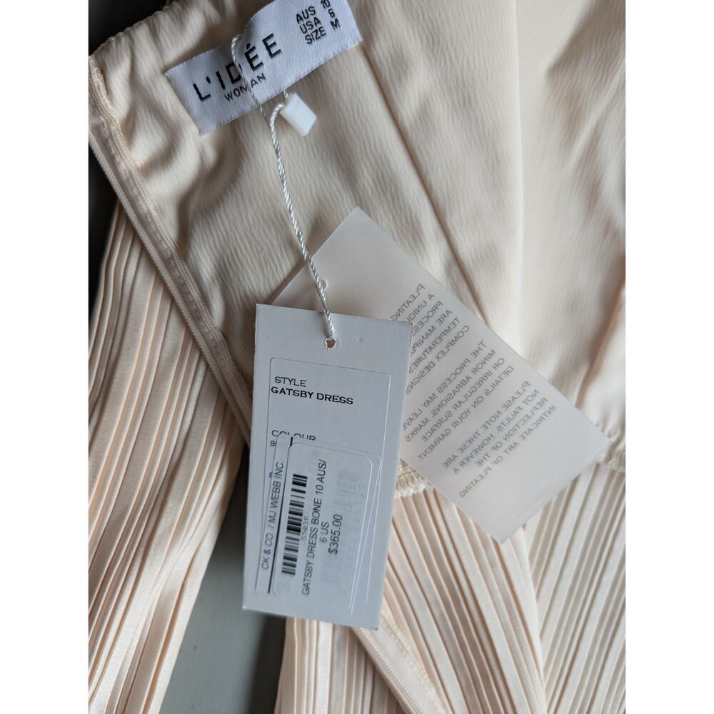 Nwt L'idee Gatsby Pleated Dress Gown Us 6 Bone #1b602 — image 7 of 8